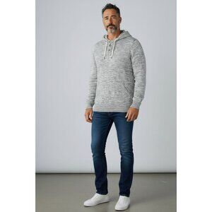 H&M L.O.G.G. Mens M 100% COTTON Hooded Sweater Gray Fancy Hoodie Pullover Winter